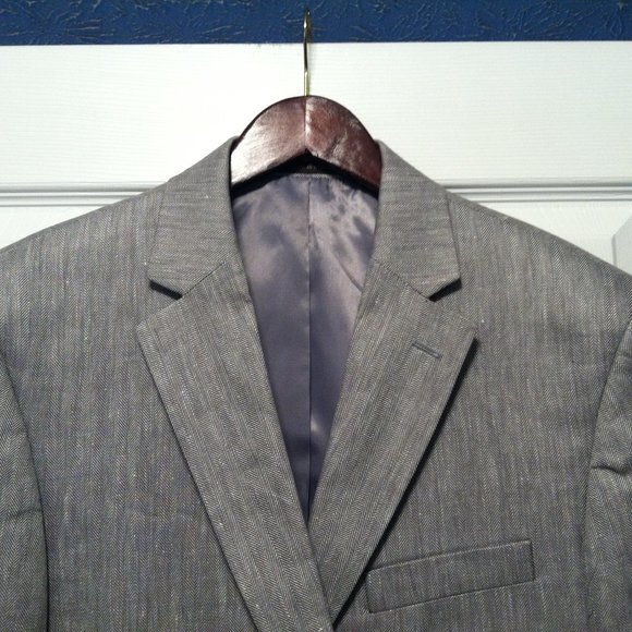 TASSO ELBA MENS NEW GRAY 62%LINEN 38%VISCOSE SPORT JACKET COAT SIZE: 40R